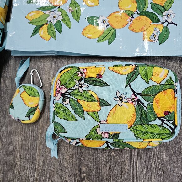 Vera Bradley Lighten Up XL Duffel Backpack Carry On Tote Bag Lemon Grove- Bundle - Picture 2 of 7